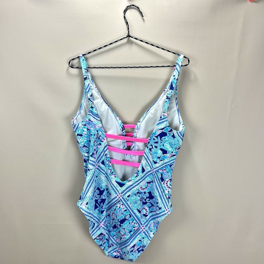 Lilly Pulitzer Blue and Pink One Piece Swimsuit - Picture 3 of 6
